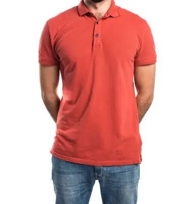Man-in-Orange-Polo-T-Shirt-And-Jeans